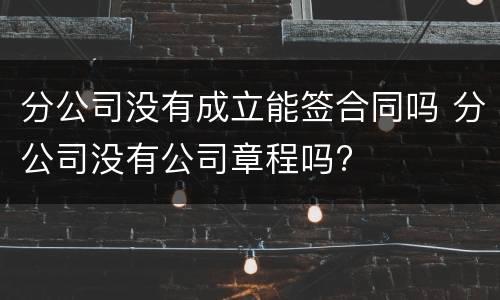 分公司没有成立能签合同吗 分公司没有公司章程吗?