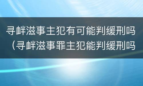 寻衅滋事主犯有可能判缓刑吗（寻衅滋事罪主犯能判缓刑吗）