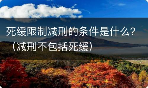 死缓限制减刑的条件是什么？（减刑不包括死缓）