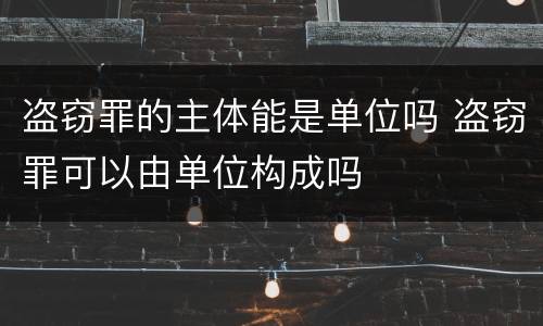 盗窃罪的主体能是单位吗 盗窃罪可以由单位构成吗