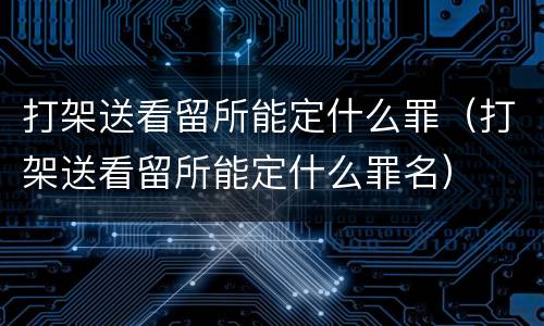 打架送看留所能定什么罪（打架送看留所能定什么罪名）