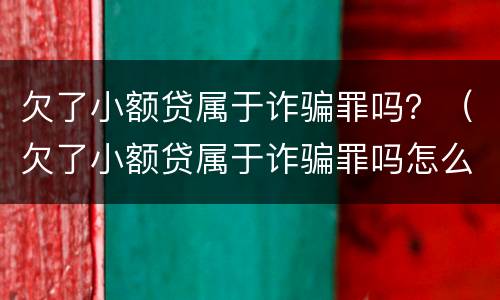 欠了小额贷属于诈骗罪吗？（欠了小额贷属于诈骗罪吗怎么判）