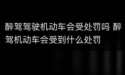 醉驾驾驶机动车会受处罚吗 醉驾机动车会受到什么处罚