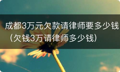成都3万元欠款请律师要多少钱（欠钱3万请律师多少钱）