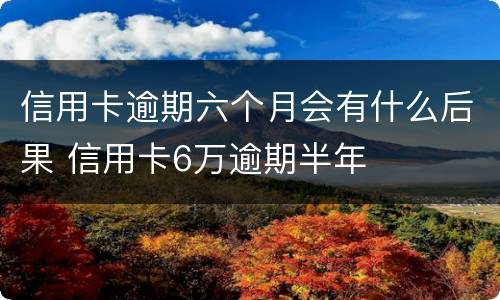 信用卡逾期六个月会有什么后果 信用卡6万逾期半年