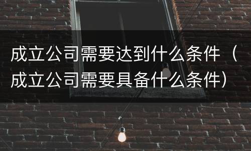 成立公司需要达到什么条件（成立公司需要具备什么条件）