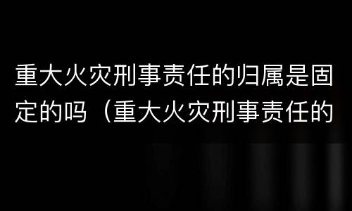 重大火灾刑事责任的归属是固定的吗（重大火灾刑事责任的归属是固定的吗）