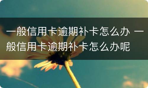 一般信用卡逾期补卡怎么办 一般信用卡逾期补卡怎么办呢