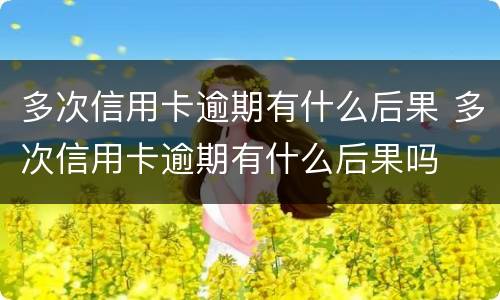 多次信用卡逾期有什么后果 多次信用卡逾期有什么后果吗