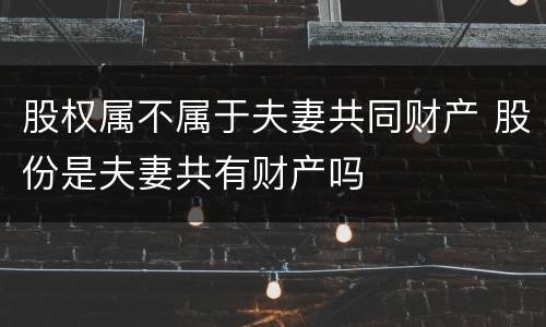 股权属不属于夫妻共同财产 股份是夫妻共有财产吗