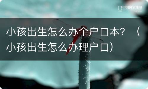 小孩出生怎么办个户口本？（小孩出生怎么办理户口）