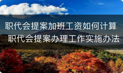 职代会提案加班工资如何计算 职代会提案办理工作实施办法