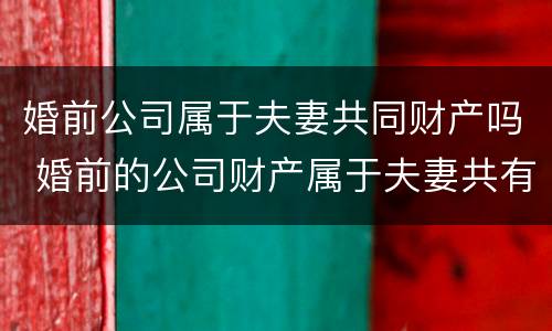 婚前公司属于夫妻共同财产吗 婚前的公司财产属于夫妻共有吗