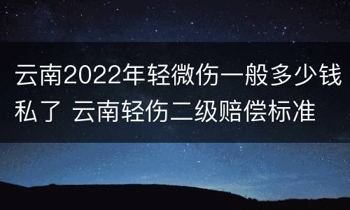 云南2022年轻微伤一般多少钱私了 云南轻伤二级赔偿标准