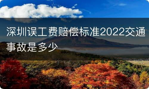 深圳误工费赔偿标准2022交通事故是多少