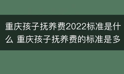 重庆孩子抚养费2022标准是什么 重庆孩子抚养费的标准是多少