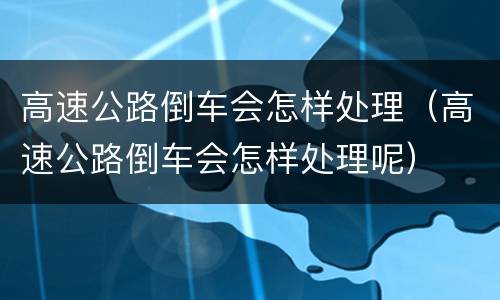 高速公路倒车会怎样处理（高速公路倒车会怎样处理呢）