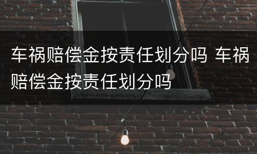 车祸赔偿金按责任划分吗 车祸赔偿金按责任划分吗
