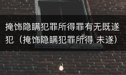 掩饰隐瞒犯罪所得罪有无既遂犯（掩饰隐瞒犯罪所得 未遂）