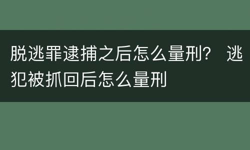 脱逃罪逮捕之后怎么量刑？ 逃犯被抓回后怎么量刑