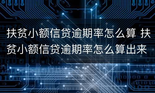 扶贫小额信贷逾期率怎么算 扶贫小额信贷逾期率怎么算出来的
