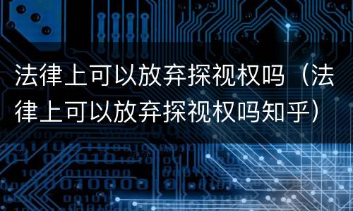 法律上可以放弃探视权吗（法律上可以放弃探视权吗知乎）
