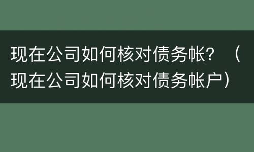 现在公司如何核对债务帐？（现在公司如何核对债务帐户）