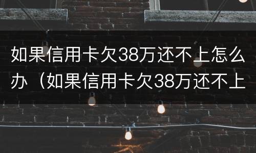如果信用卡欠38万还不上怎么办（如果信用卡欠38万还不上怎么办呢）