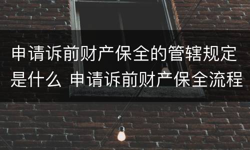 申请诉前财产保全的管辖规定是什么 申请诉前财产保全流程