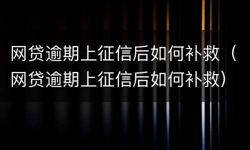 网贷逾期上征信后如何补救（网贷逾期上征信后如何补救）