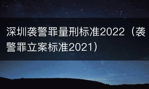 深圳袭警罪量刑标准2022（袭警罪立案标准2021）