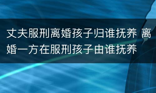 丈夫服刑离婚孩子归谁抚养 离婚一方在服刑孩子由谁抚养
