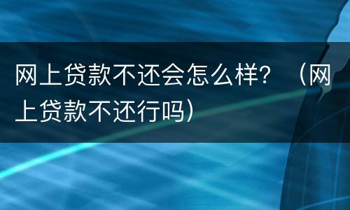 网上贷款不还会怎么样？（网上贷款不还行吗）