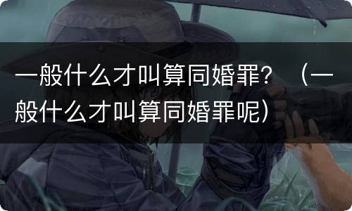 一般什么才叫算同婚罪？（一般什么才叫算同婚罪呢）