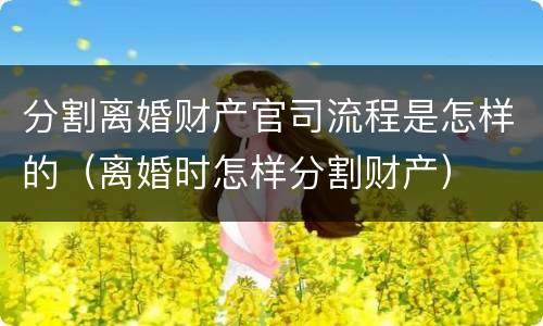 分割离婚财产官司流程是怎样的（离婚时怎样分割财产）