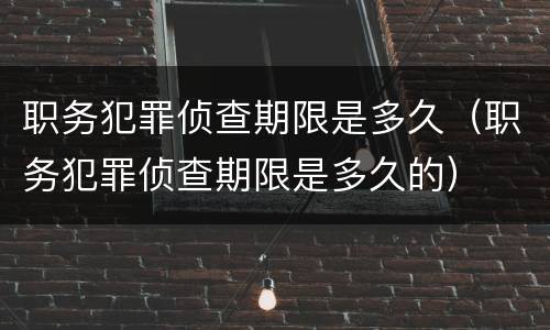 职务犯罪侦查期限是多久（职务犯罪侦查期限是多久的）