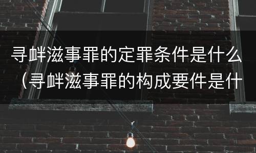 寻衅滋事罪的定罪条件是什么（寻衅滋事罪的构成要件是什么）
