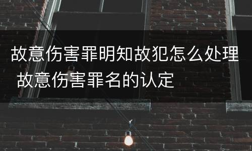 故意伤害罪明知故犯怎么处理 故意伤害罪名的认定