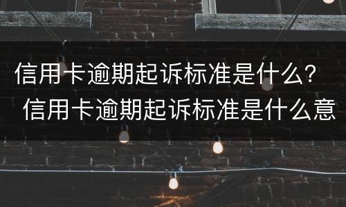 信用卡逾期起诉标准是什么？ 信用卡逾期起诉标准是什么意思