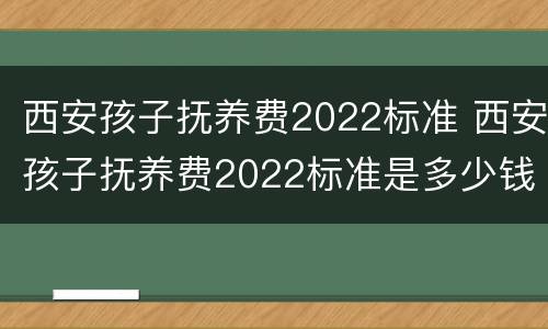 西安孩子抚养费2022标准 西安孩子抚养费2022标准是多少钱