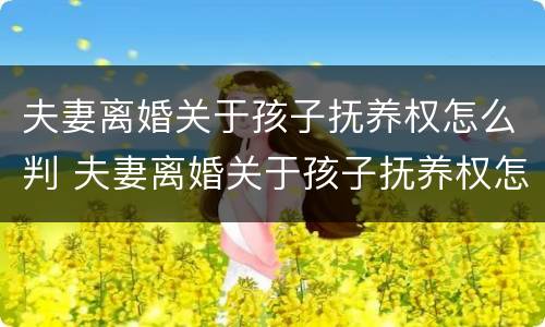 夫妻离婚关于孩子抚养权怎么判 夫妻离婚关于孩子抚养权怎么判定