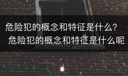 危险犯的概念和特征是什么？ 危险犯的概念和特征是什么呢