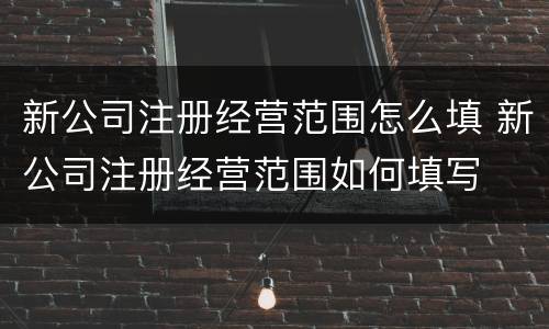 新公司注册经营范围怎么填 新公司注册经营范围如何填写