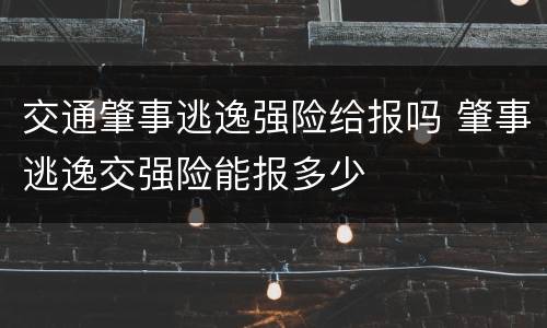 交通肇事逃逸强险给报吗 肇事逃逸交强险能报多少
