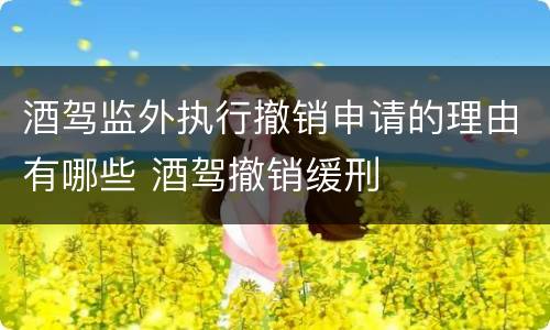 酒驾监外执行撤销申请的理由有哪些 酒驾撤销缓刑