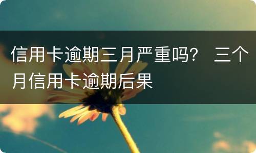 信用卡逾期三月严重吗？ 三个月信用卡逾期后果