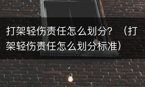 打架轻伤责任怎么划分？（打架轻伤责任怎么划分标准）