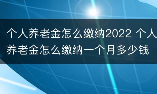 个人养老金怎么缴纳2022 个人养老金怎么缴纳一个月多少钱