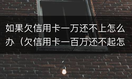 如果欠信用卡一万还不上怎么办（欠信用卡一百万还不起怎么办）