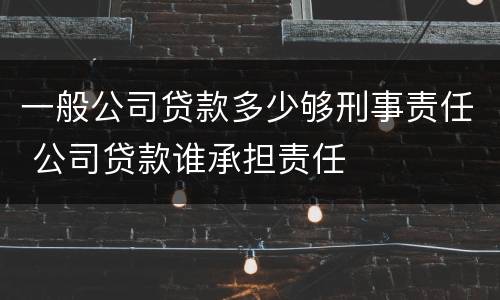 一般公司贷款多少够刑事责任 公司贷款谁承担责任